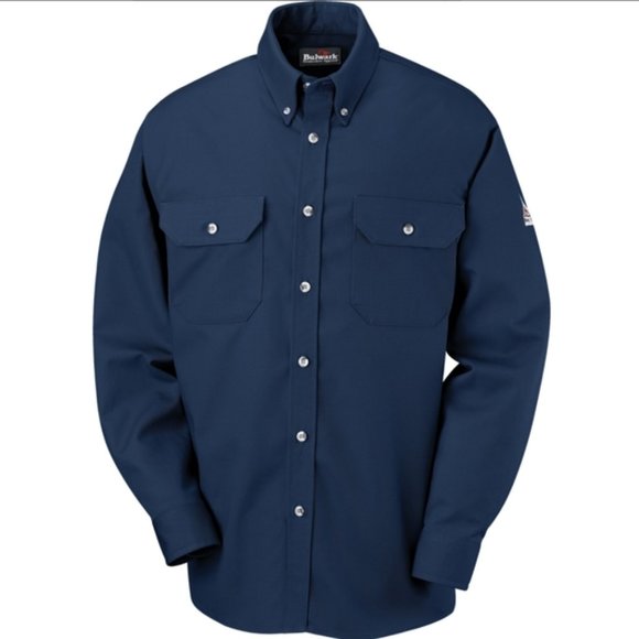 Bulwark Flame Resistant Shirt Arc Rating ATPV 11 cal/cm2 Navy M - Picture 1 of 5